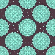 Ethnic seamless pattern with large mandalas flowers and dots