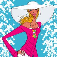 beautiful women in wide brimmed hat