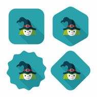 cute witch flat icon with long shadow eps10 N26