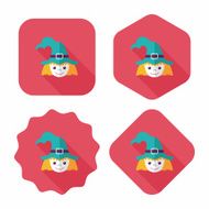 cute witch flat icon with long shadow eps10 N28