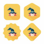 cute witch flat icon with long shadow eps10 N29