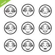 Vector group of monkey in the circle on white background