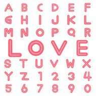 Alphabet fonts and numbers for valentine N2