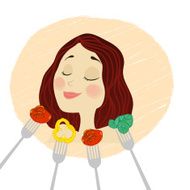 vector young girl face with makeup dark hair