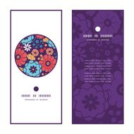 Vector colorful bouquet flowers vertical round frame pattern invitation greeting
