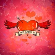 Valentine card with heart and wings