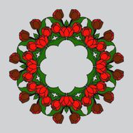 Round frame of rose flowers
