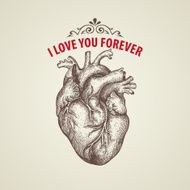 Valentine&#039;s Day card Retro engraving heart