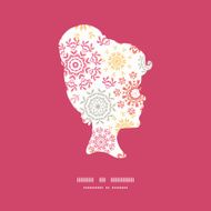 Vector folk floral circles abstract girl portrait silhouette pattern frame