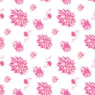 Watercolor pattern with pink flowers