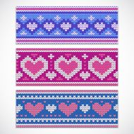 Valentine&#039;s seamless knitted banners with hearts