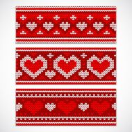 Valentine&#039;s seamless knitted banners with hearts N2