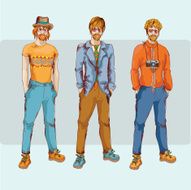 Hipster boy character set N2