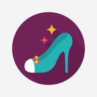 Wedding high-heeled shoes flat icon with long shadow eps10 N3