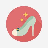 Wedding high-heeled shoes flat icon with long shadow eps10 N8