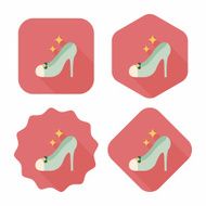 Wedding high-heeled shoes flat icon with long shadow eps10 N9