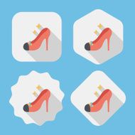 Wedding high-heeled shoes flat icon with long shadow eps10 N12
