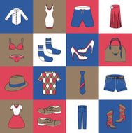 Clothes icons set flat line