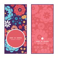 Vector colorful bouquet flowers vertical round frame pattern invitation greeting N2