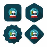 snow globe and gifts flat icon with long shadow N7