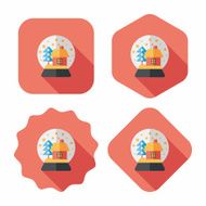 snow globe and gifts flat icon with long shadow N8