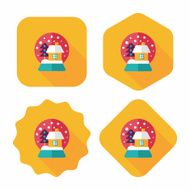 snow globe and gifts flat icon with long shadow N9