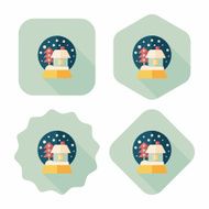 snow globe and gifts flat icon with long shadow N10