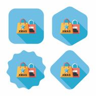 Christmas shopping bag flat icon with long shadow eps10 N6