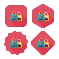 Christmas shopping bag flat icon with long shadow eps10 N7