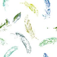 cute pattern of colored feathers painted in watercolor N3