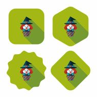 cute witch flat icon with long shadow eps10 N30
