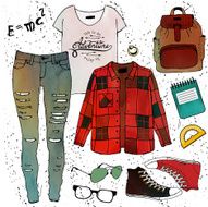 Fashion illustration clothing set Student Style N2