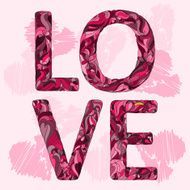 hand-drawing love word for valentines day or wedding greeting card