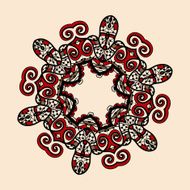 Tribal style mandala in red and brown color Vintage design