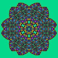Unusual mandala art - chakra symbol ocer green background