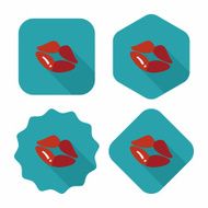 Valentine&#039;s Day lip flat icon with long shadow eps10 N6