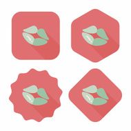 Valentine&#039;s Day lip flat icon with long shadow eps10 N9