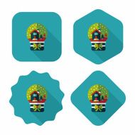 snow globe and gifts flat icon with long shadow N11