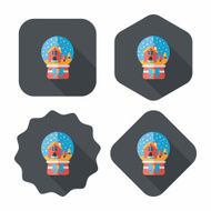 snow globe and gifts flat icon with long shadow N12
