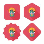 snow globe and gifts flat icon with long shadow N13