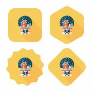 snow globe and gifts flat icon with long shadow N14