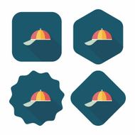 Peaked cap flat icon with long shadow