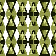 Seamless textured green yellow black triangle pattern on white