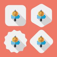 pumpkin sign flat icon with long shadow eps10 N2