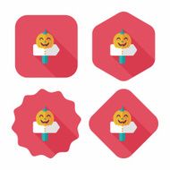 pumpkin sign flat icon with long shadow eps10 N3