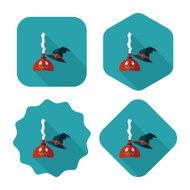 Witch broom flat icon with long shadow eps10