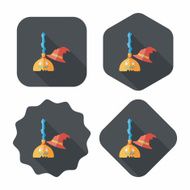 Witch broom flat icon with long shadow eps10 N2