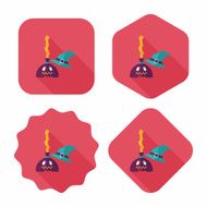 Witch broom flat icon with long shadow eps10 N3
