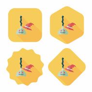 Witch broom flat icon with long shadow eps10 N4