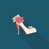 Wedding high-heeled shoes flat icon with long shadow eps10 N13